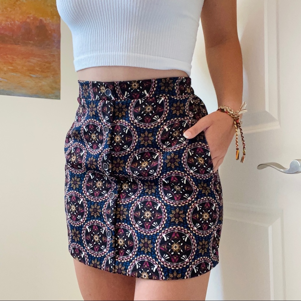 kaleidoscope button up skirt
